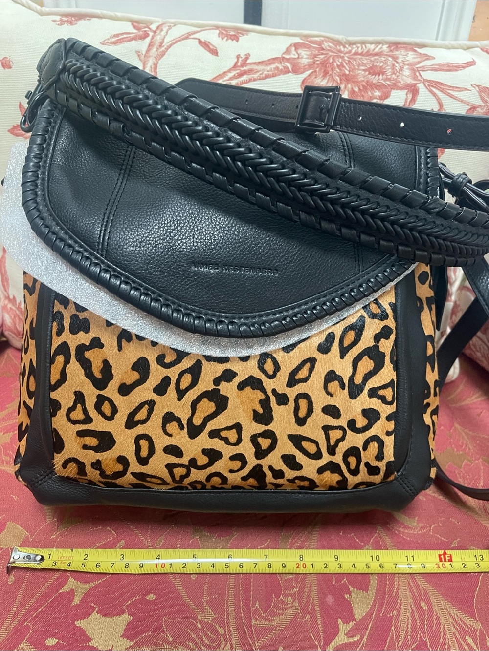 Aimee Kestenberg Black Shoulder Bag with Leopard Accent